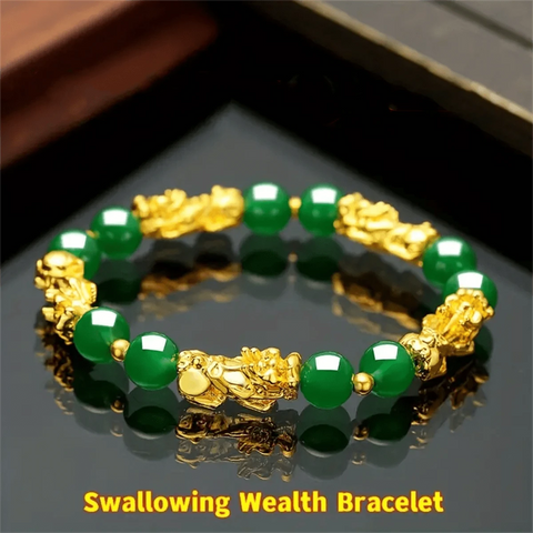 Pixiu Bracelet Feng Shui Good luck wealth Bracelet Green 5 pixius