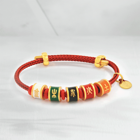 Pulsera de equilibrio de cinco elementos con hilo rojo