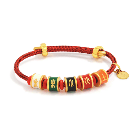 Five Element Balancing Bracelet With Red String