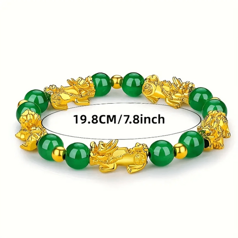 Pixiu Bracelet Feng Shui Good luck wealth Bracelet Green 5 pixius