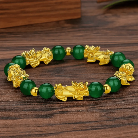 Pixiu Bracelet Feng Shui Good luck wealth Bracelet Green 5 pixius