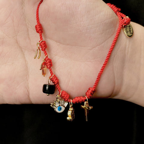 Powerful Seven Knots Red Bracelet, Protection Charms, Good Luck and Prosperity Bracelet