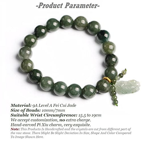 Green Jade Bracelet with Pixiu - Invite Wealth & Calming Energies