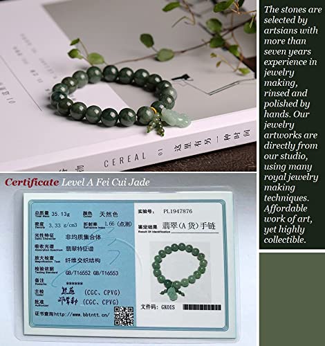 Green Jade Bracelet with Pixiu - Invite Wealth & Calming Energies