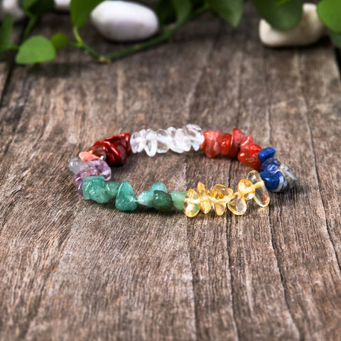 7 Chakra Raw Crystal Bracelet