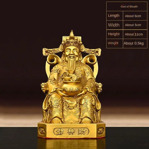 God of Wealth Ornaments All Copper Desktop Decor Pot of Treasures  Housewarming Gifts