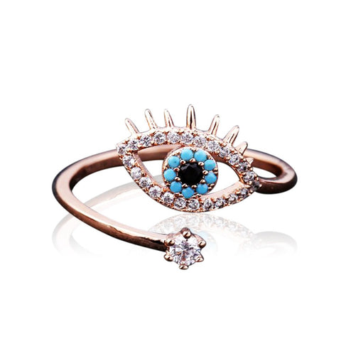 Resizeable Evil Eye Protection Rosegold Ring