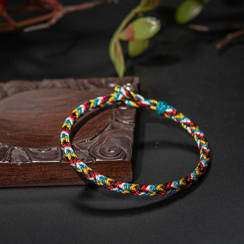 Pulsera de hilo trenzado de protección de hilo de cinco colores hecha a mano en el Tíbet 