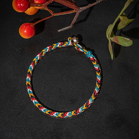 Pulsera de hilo trenzado de protección de hilo de cinco colores hecha a mano en el Tíbet 