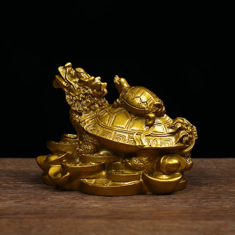 Feng Shui Dragon Turtle Tortoise  Figurine Coin Money Wealth Lucky Home Dector