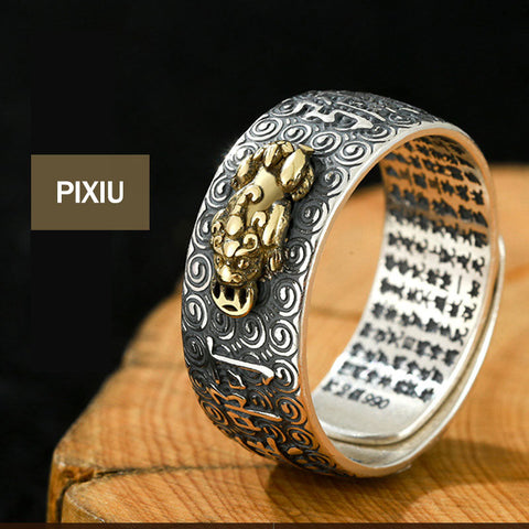 Anillo ajustable de la suerte del Buda natal del zodiaco chino - Pixiu 