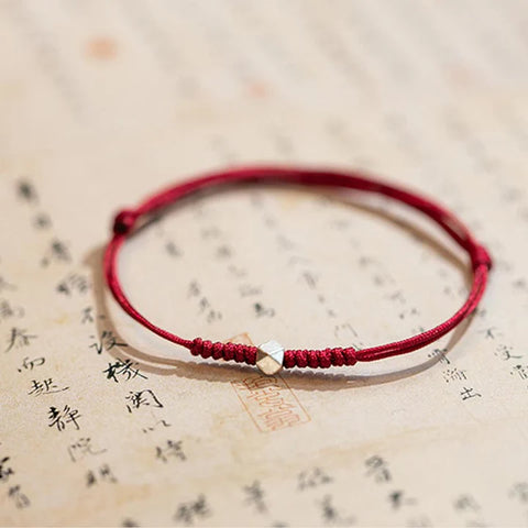 925 Sterling Silver Luck Bead Protection Red String Braided Bracelet