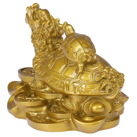 Feng Shui Dragon Turtle Tortoise  Figurine Coin Money Wealth Lucky Home Dector