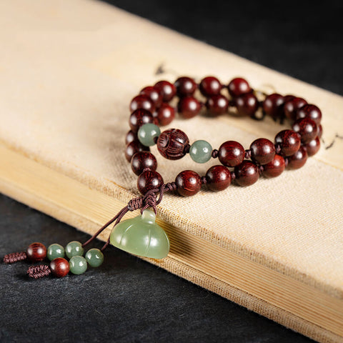 Natural Jade Narra Buddha Beads Bracelet