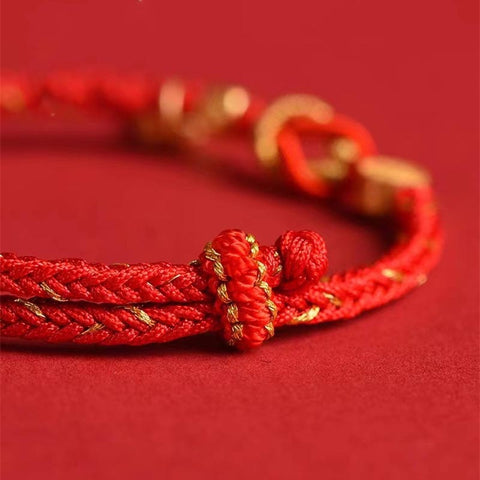 Silver Year of the Dragon Chinese Zodiac Natal Buddha Protection Rope Bracelet