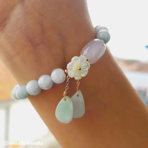 Luck Bracelet, Natural 7.5mm White Jade Bead Bracelet