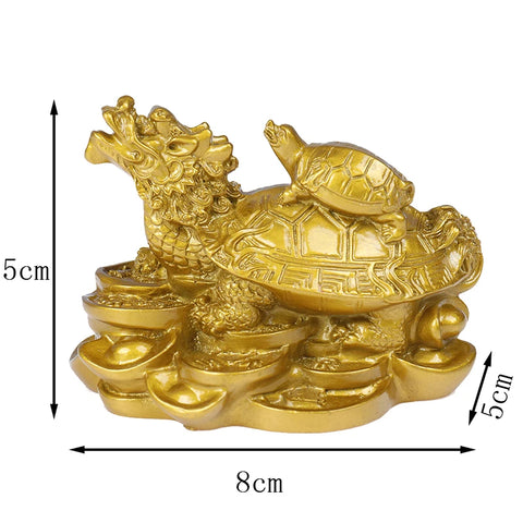 Feng Shui Dragon Turtle Tortoise  Figurine Coin Money Wealth Lucky Home Dector