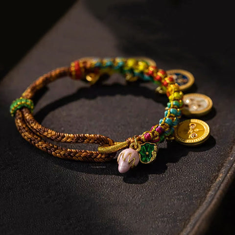 Tibetan Colorful Rope Five God Of Wealth Luck Braid Bracelet