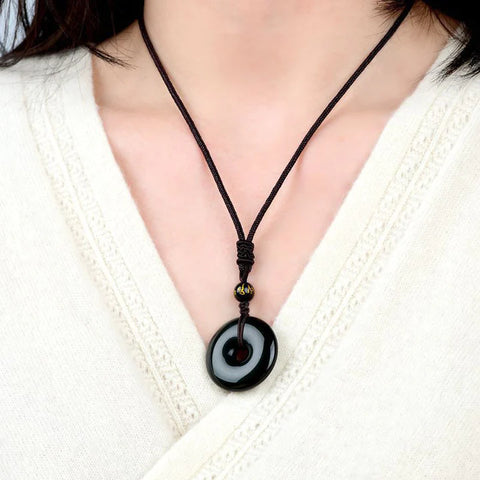 Tibetan Obsidian Protection Necklace