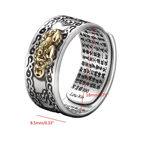 Feng Shui Pixiu Mantra Ring - Wealth & Protection