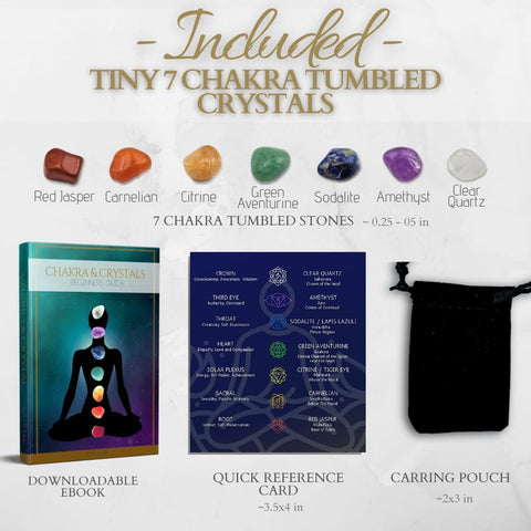 Kit Premium de cristales y piedras curativas, bolsa de terciopelo, juego de cristales curativos de 7 piedras de chakras 