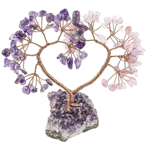 Tranquility & Compassion  Heart-Shaped Natural Crystal Feng Shui Tree