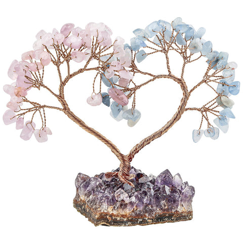 Tranquility & Compassion  Heart-Shaped Natural Crystal Feng Shui Tree