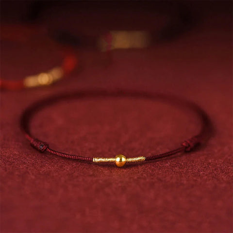 Golden Bead Protection Braided Rope Bracelet Anklet