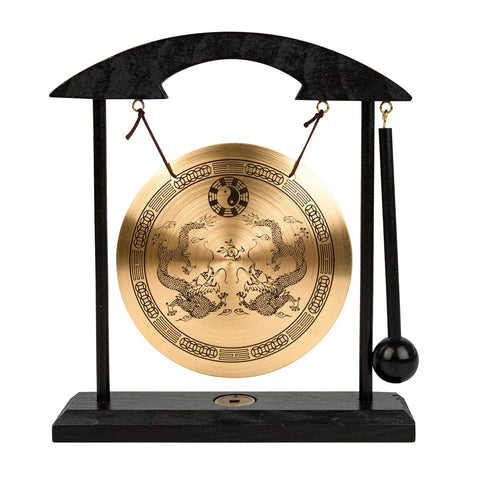 Zen Art Brass Feng Shui Desktop Gong for Home Office Table Decor Collectible Figurines