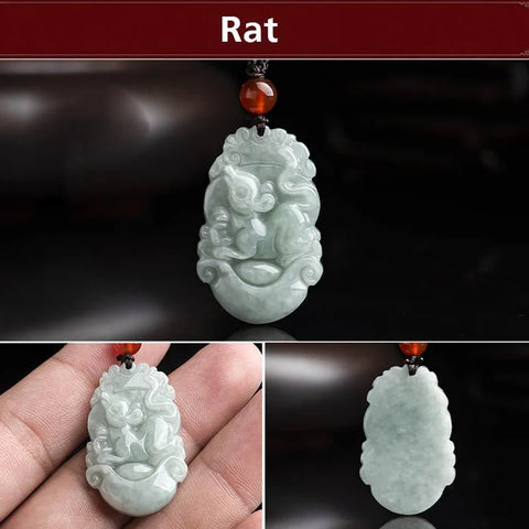 Natural Jade 12 Chinese Zodiac success Pendant Necklace