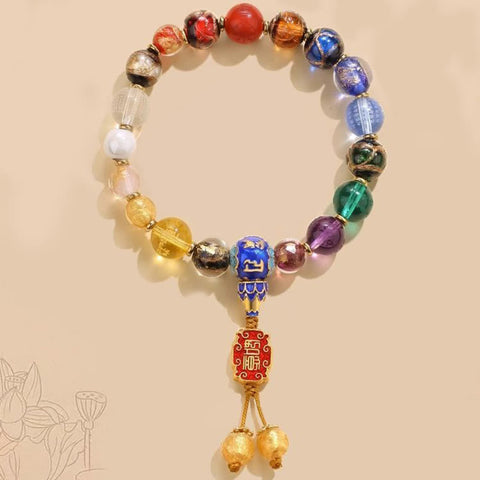 Tibetan Colorful Ash Liuli Glass Bead Om Mani Padme Hum Dorje Vajra 18 Beads