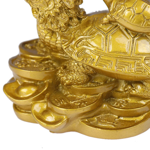 Feng Shui Dragon Turtle Tortoise  Figurine Coin Money Wealth Lucky Home Dector