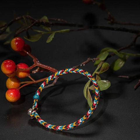 Pulsera de hilo trenzado de protección de hilo de cinco colores hecha a mano en el Tíbet 