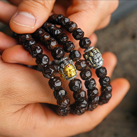 Silver Handcrafted Vajrapani Coconut Shell Bracelet