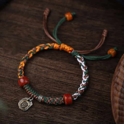 Handmade Tibetan Zakiram Goddess of Wealth Braided Bracelet