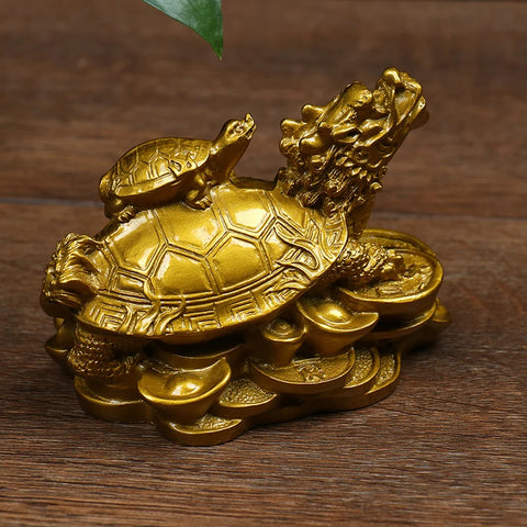 Feng Shui Dragon Turtle Tortoise  Figurine Coin Money Wealth Lucky Home Dector