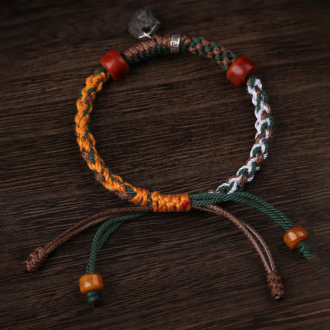 Handmade Tibetan Zakiram Goddess of Wealth Braided Bracelet