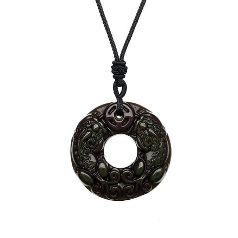 Pixiu Gemstone Obsidian Pendant Amulet Necklace