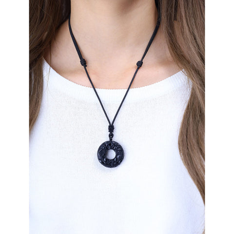 Pixiu Gemstone Obsidian Pendant Amulet Necklace