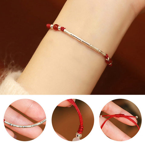 Silver White Agate Red Agate Bead Protection String Braided Bracelet