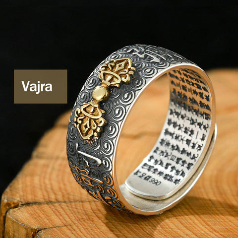 Chinese Zodiac Natal Buddha Wealth Luck Adjustable Ring - Vajra