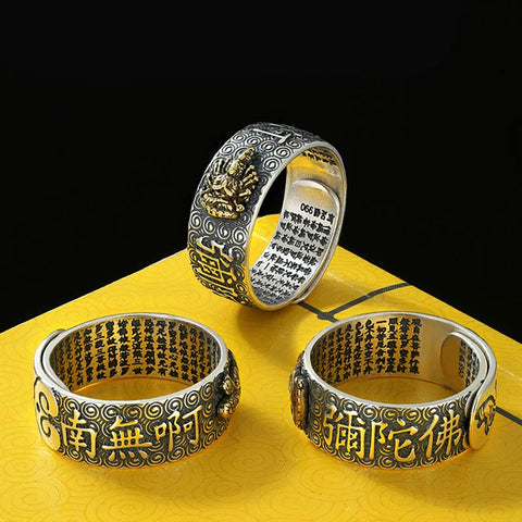 Chinese Zodiac Natal Buddha Wealth Luck Adjustable Ring - Pixiu