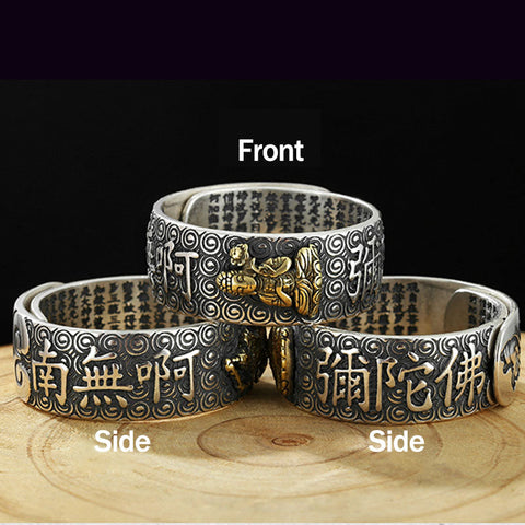 Chinese Zodiac Natal Buddha Wealth Luck Adjustable Ring - Lotus