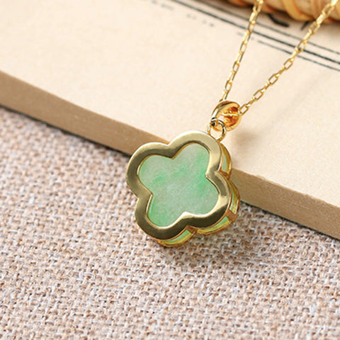 Adjustable Small Jade Quatrefoil Motif Pendant