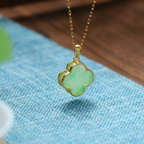 Adjustable Small Jade Quatrefoil Motif Pendant