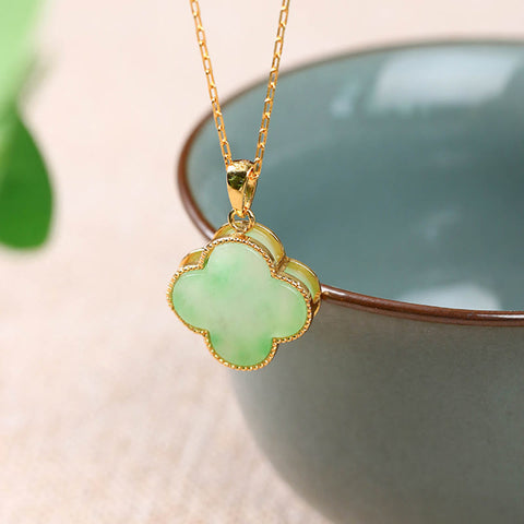 Adjustable Small Jade Quatrefoil Motif Pendant