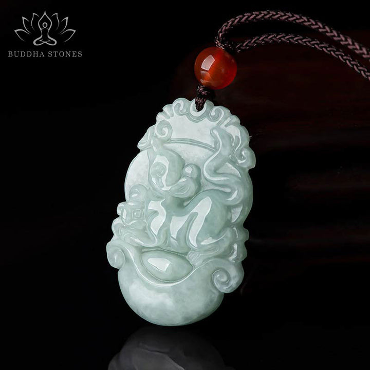 Natural Jade 12 Chinese Zodiac success Pendant Necklace