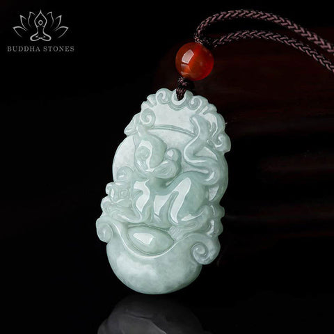 Natural Jade 12 Chinese Zodiac success Pendant Necklace