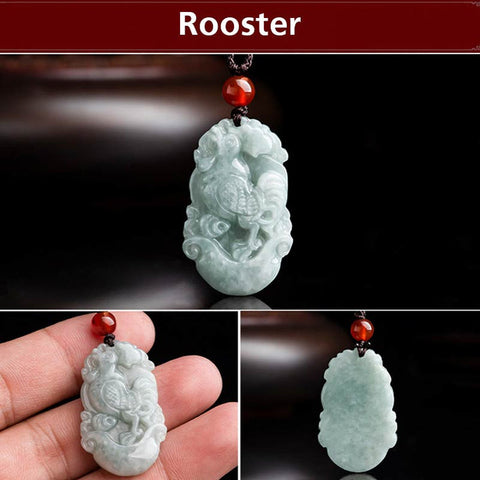 Natural Jade 12 Chinese Zodiac success Pendant Necklace