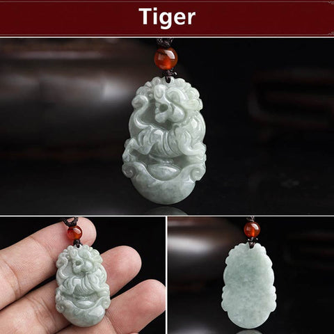 Natural Jade 12 Chinese Zodiac success Pendant Necklace